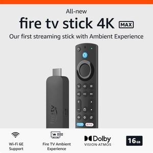 All-new Amazon Fire TV Stick 4K Max streaming device, supports Wi-Fi 6E